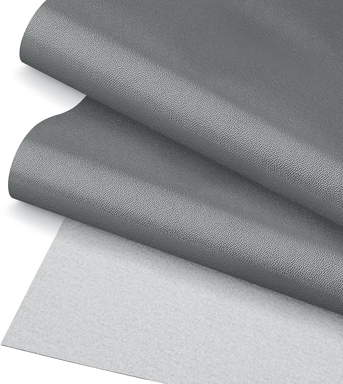 Gray Smooth Faux Leather Fabric 39"x54" - Solid Color Vinyl for Upholstery Restoration, Handbag Making, Sewing & DIY Home Decor