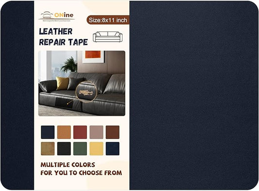 ONine Leather Repair Patch，Self-Adhesive Couch Patch，Multicolor Available Scratch Leather 8X11 Inch Peel and Stick for Sofas, Car Seats Hand Bags Jackets(Navy Blue)