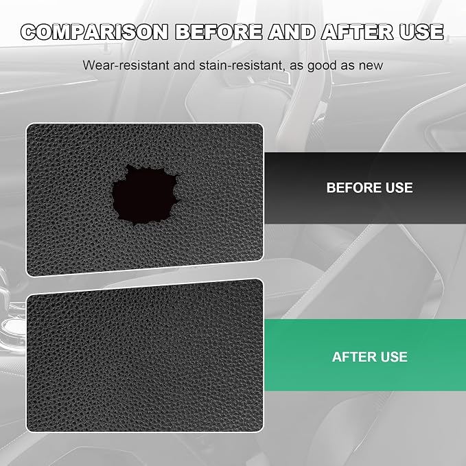 2 PCS Leather Repair Patch Tape, 4 x 8 Inch PU Vinyl Repair Patches for Car Upholstery Seat, Waterproof Self Adhesive Leather Tape Repair Kit for Furniture Couches Chairs (Black)