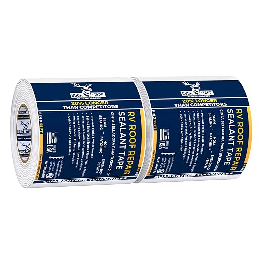 2 Pack Buck RV Roof Sealant Tape – 6 Inch x 55ft, 40 Mil – Waterproof RV Tape for Roof Repair, Seams, Skylights, Vents & Window Leaks on Camper, Trailer & Boat, UV Resistant & Weatherproof, White
