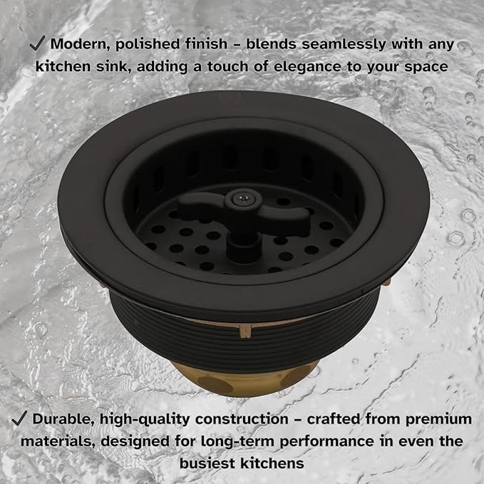 Westbrass Wing Nut Style Large Kitchen Sink Basket Strainer, 2 Pack, Matte Black, D2135-62