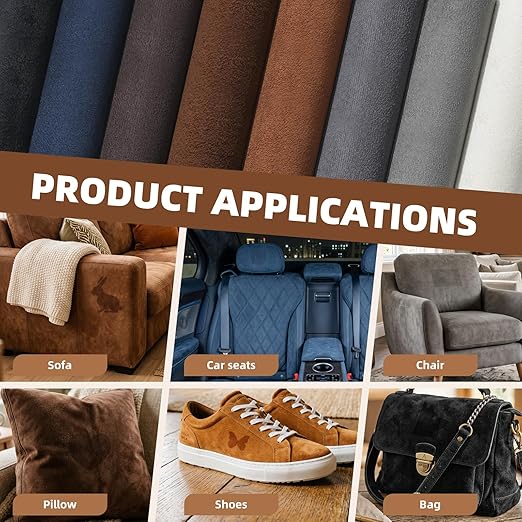 Suede Repair Patch,17X79 Inch Large Self-Adhesive Fabric Repair Tape, Suede Fabric Repair Patch for Couch, Furniture, Car Interior, Sofa and Cushion(Coffee, 17X79 Inch)