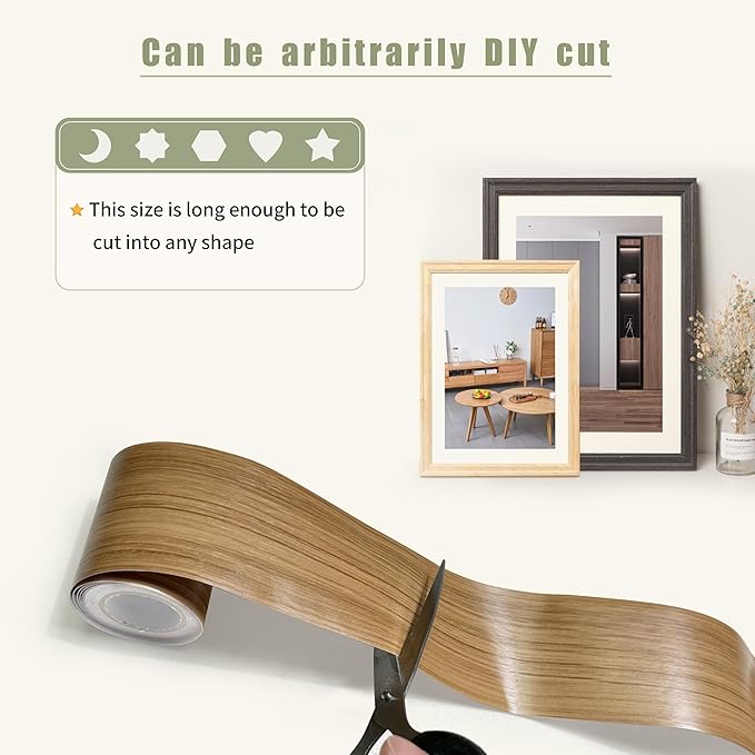 Besezx Wood Grain Tape, 3.9" X15', Self Adhesive Wood Grain Repair Patch for Tables, Chairs, DIY,Baseboards, Doors, Windows, Floors and Furniture Renovation.（Natural Wood Grain）