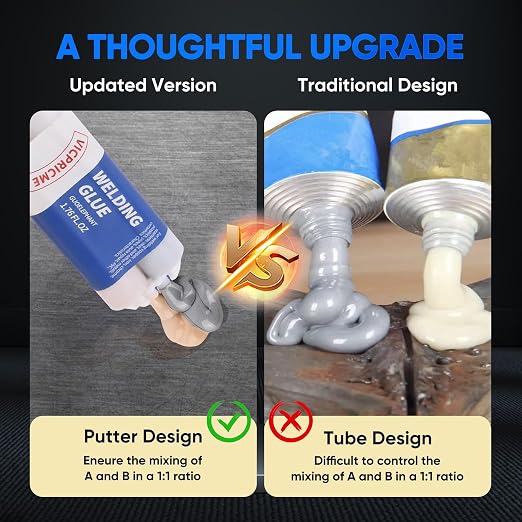 Metal Glue,Heavy Duty Repair for Metal, Plastic, Wood, Steel. 3 Pack | Heavy-duty liquid metal repair: cold-welding, high-temp resistant, high strength, drillable/sandable; sets 30 min, cures 24h.