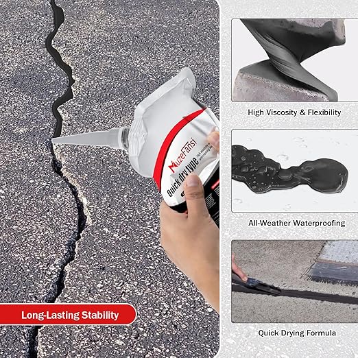 Asphalt Crack Filler, Crack Repair Sealant, Driveway Crack Sealer for Asphalt & Blacktop, Fast-Drying, Weather-Resistant, Easy to Apply Pavement Repair Sealant(4 Pcs,4.4LB)