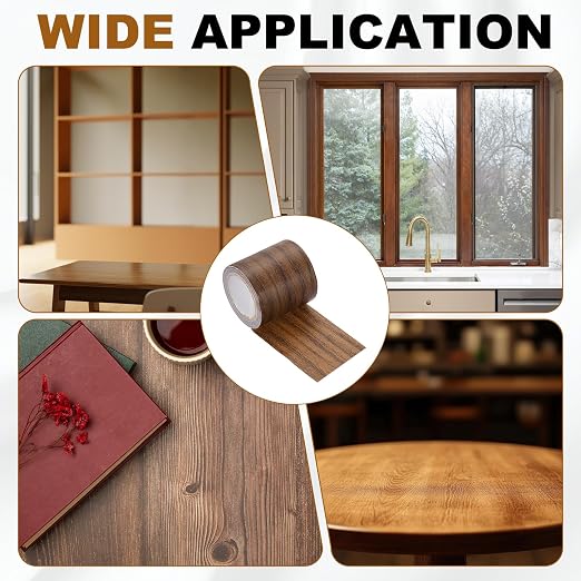 uxcell Wood Grain Repair Tape, 2.2" x 15ft Self Adhesive Wood Grain Colored Duct Tape Waterproof Repair Patch for Furniture Floor Scratch Fix, Baseboards, DIY Decor, Dark Brown