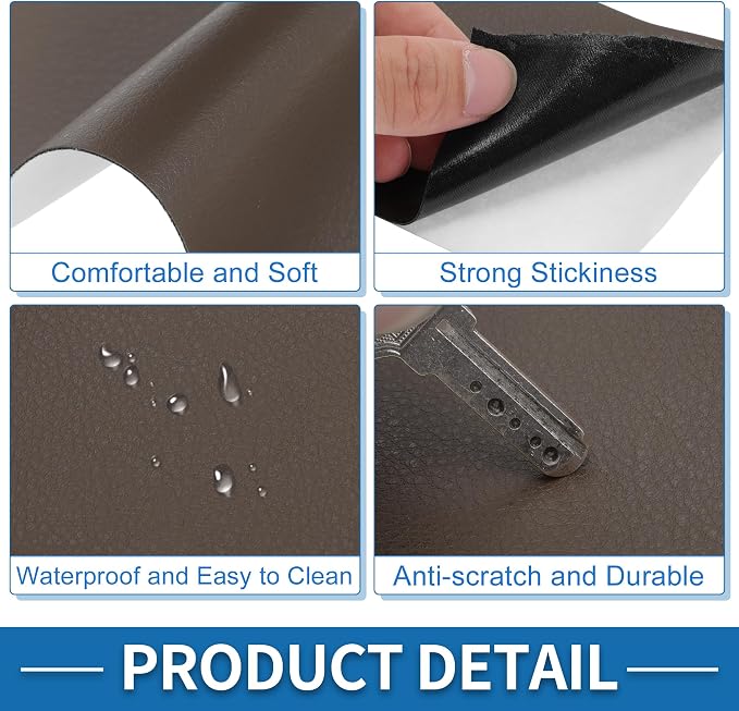Self Adhesive Leather Repair Patch Strong Stickiness 60"x16" Leather Repair Tape PU Leather Coffee 1 Pcs