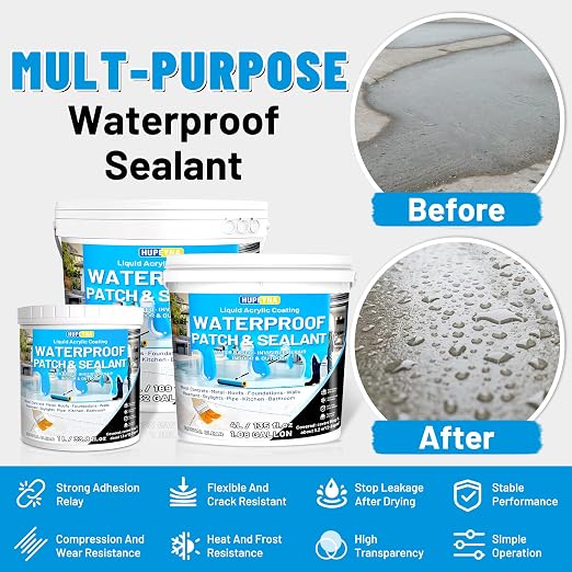 Hupeyna Liquid Waterproof Sealant, Transparent Waterproof Coating Repairing Anti-Leakage Agent, Invisible Water Proof Glue Indoor and Outdoor Water-Based Waterproofing Adhesive 5L