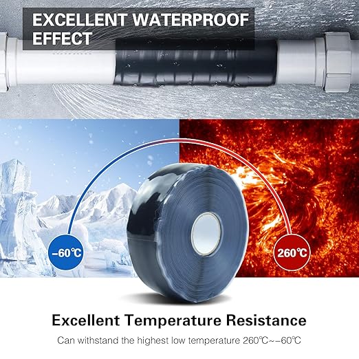 SIKEDEPRO Self-Fusing Silicone Tape 1" x 33' x 20mil Black, Waterproof & Heat-Resistant Rubber Repair Tape – No Residue, Electrical Insulating, Chemical Resistant for Automotive, Plumbing & Outdoor