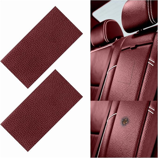 2PCS PU Leather Patch for Car Seat Repair,Self-Adhesive Leather Repair Patch Tape Vinyl Repairs Kit,Portable Car Leathers Repairs Kit for Cars Upholstery Seat,Furniture (Burgundy)