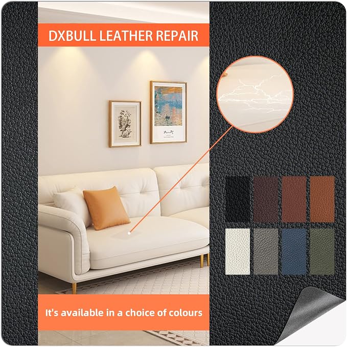 DXBULL Large Leather Repair Patch 35.4x78.7 inch Repair Tape Self-Adhesive for Furniture Sofas Car Seats Chair Couches Handbags Jackets Decorative Home Hotel Wall (Light Brown)