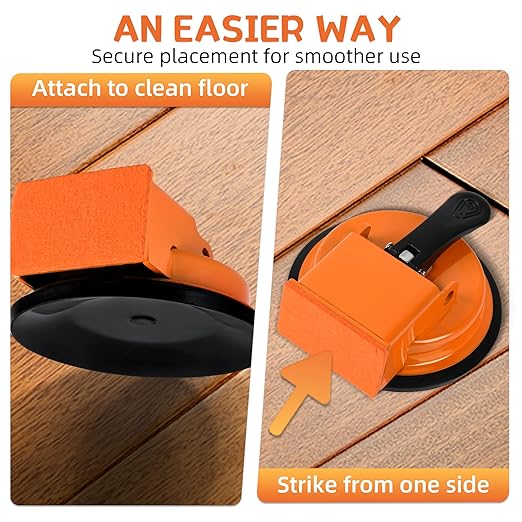Floor Gap Repair Tool,Equipped with 6 Adhesive Pads and 3 Cushion Pads,Suitable for Surface Smoothing of Vinyl,Wood, Tiles,Tile and Laminate Flooring (Floor Gap Fixer Tool+Hammer)