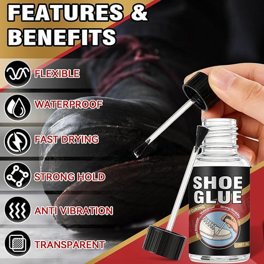 Shoe Glue, Shoe Glue Sole Repair Kit, Professional Shoe Sole Glue for Shoe and Sole Repair, Shoe Repair Glue for Boots, Sneakers, Heels, Hiking Shoes, Leather, Sneakers, Waterproof Clear Flexible