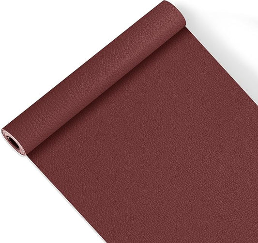 Leather Repair Patch Tape,16x63 inch Self Adhesive Leather Patches for Furniture,Vinyl Leather Repair Kit for Couches,Car Seats,Sofas,Office Chairs,Burgundy