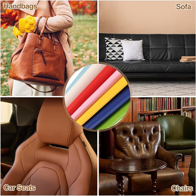MECCANIXITY 3 Pcs Leather Repair Patch 10"x12" Self-Adhesive Leather Vinyl Repair Tape Kit for Furniture Couches Sofa Chair Car Boat Seats Jackets, Dark Brown