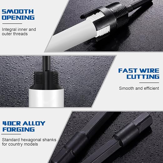 3 Pcs Pipe Thread Cutting Tool Integrated Internal & External Pipe Threading Tool Electric Drill Compatible PVC Tube Threader Kit, 1/2", 3/4", 1'' Tube Size Rethreading Kit (3 Sizes, Black)
