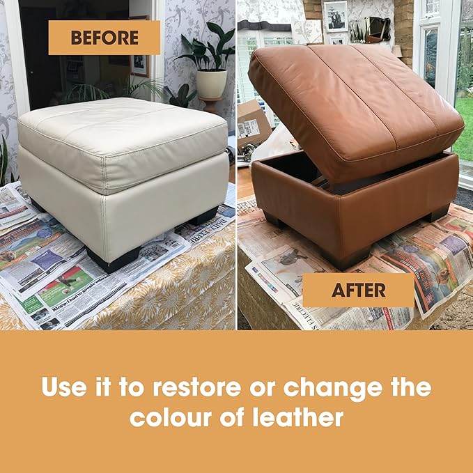 Furniture Clinic Leather Repair Paint | 2-in-1 Seal and Color | Use on Scratches, Tears, and Holes in Car Seats, Furniture | Quick and Easy Leather Repair Kit for Furniture (Camel, 50ml / 1.7oz)