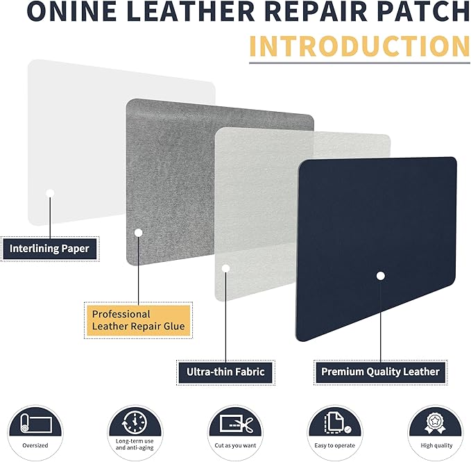 ONine Leather Repair Tape,Self Adhesive Leather Repair Patch,Leather Patches for Furniture,Sofa,Car Seats,Office Chair. Vinyl Repair Kit 16x48in(Blue)