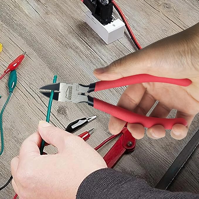 8-Piece Tool Set with Case Including 10” Slip Joint Pliers, 8.3” Long Nose, 8.3” Linesman, 7.5” Diagonal, 6” Flush Cutter, 5” Long Nose, 5” 170 Cutter, 25mm Rubber Mallet for DIY & Home Use