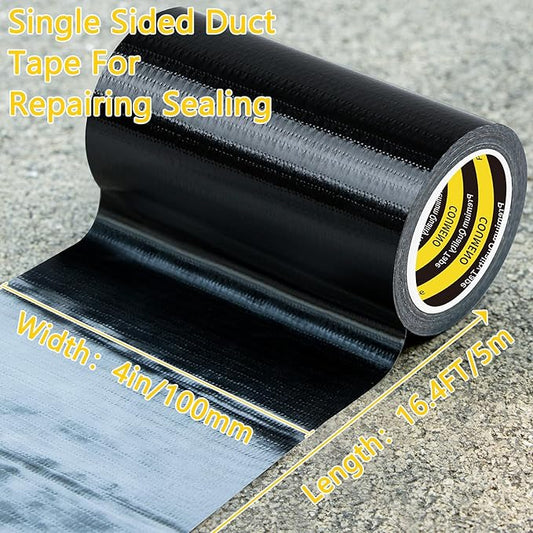 Strong Adhesive Cloth Weather Stripping Tape 4in x 16.4FT Black - Weather Sealing Strip for Sliding Windows/Doors, Draft Blocker & Insulation, Soundproof Dustproof Waterproof Windproof