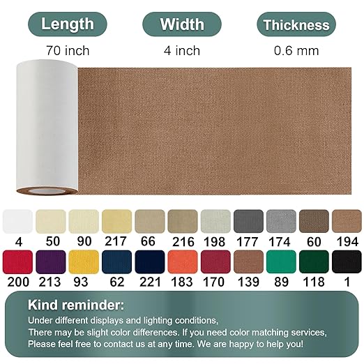 Linen Canvas Repair Tape, 4×63 Inches Light Brown Waterproof Self-Adhesive Patch for Outdoor Gear, Durable Fabric Tape for Boat Covers,Couch,Tents, Sofas, Sun Shades,Awnings,Lounge Chairs