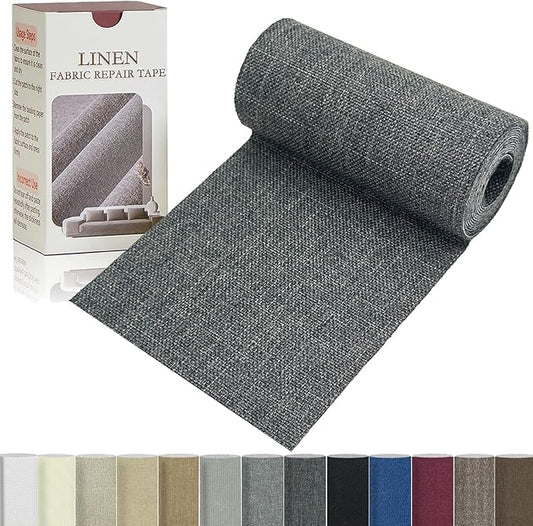 Gheeidau Linen Repair Tape 4x70 Inch Self-Adhesive Couch Patch Repair Fabric Patch for Furniture,Sofas,Cushion,Chairs,Bags,Linen Goods(Dark Grey)