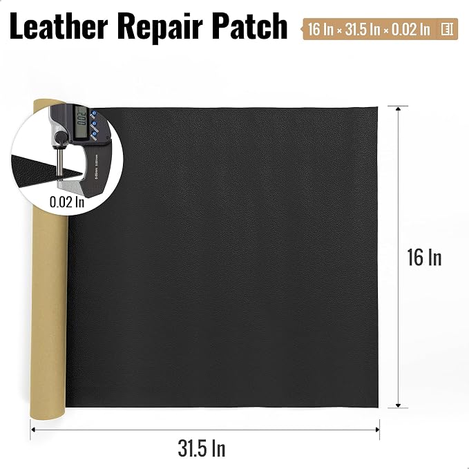 MOJOTORY Leather Repair Patch, Black, 16 x 31.5 Inches | Soft Touch Leather Repair Tape, Invisible Repair, Large Size, Vinyl Repair Patch for Furniture Couch Sofa Office Chair Seat