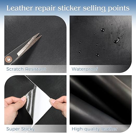 BSZHTECH Leather Repair Tape Self-Adhesive Leather Repair Patch for Couch Furniture Sofas Car Seats Advanced PU Vinyl Leather Repair Kit(Black, 3.9 X 79 inch)