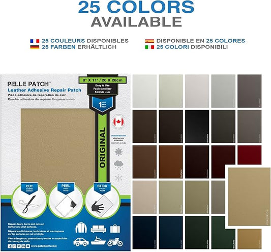 Leather Tape for Car Seat Repair - 25 Colors Available - Original 8x11 - Light Yellow