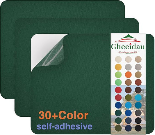 Gheeidau Canvas Repair Patch 9×11 Inch 3Pcs Waterproof Self-Adhesive Fabric Repair Patch for Tents,Boat Cover,Pop Up Canopy,Patio,Bags,Car Seats,Sofas,Furniture Cover(Dark Green)