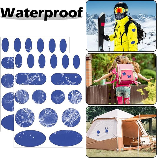 Waterproof Self-Adhesive Fabric Repair Tape - Tent Repair Kit,51pcs Nylon Fabric Patches for Tent, Jacket, Clothes, Puffer Down Jacket,Sleeping Bag, Outdoor Gear Tenacious Repairs Tape, Royal Blue