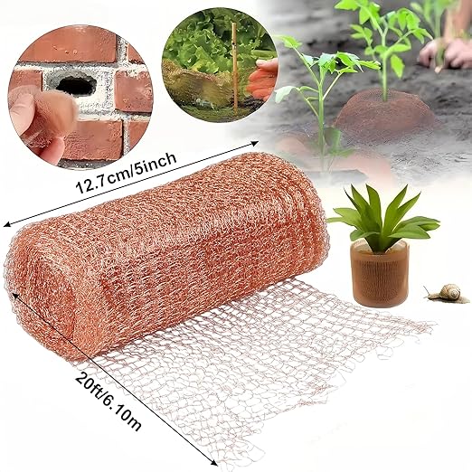 Copper Mesh Roll – 5 in x 20 ft Rodent & Pest Control Hole Filler for Gaps and Cracks – Gloves & Tools Included
