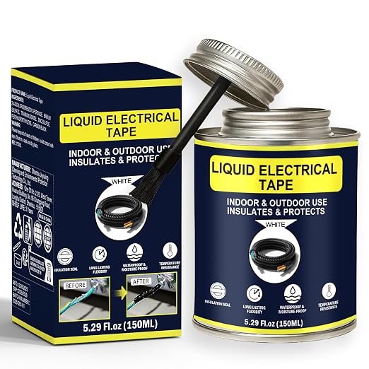 5.29OZ Liquid Electrical Tape Quick-Drying Insulating Glue for Wires&Cables Waterproof&High Temperature Resistant Liquid Wire Insulation Rubber with Brush-Cap for Outdoor Electrical Equipment (White)