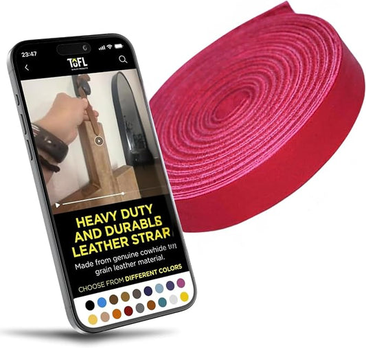 Leather Strap for Crafts & Jewelry | 72 Long × 5/8" Wide × 1/8" Thick (7-8oz) | Genuine Leather Strips for Crafts, Projects or Repairs - Pink