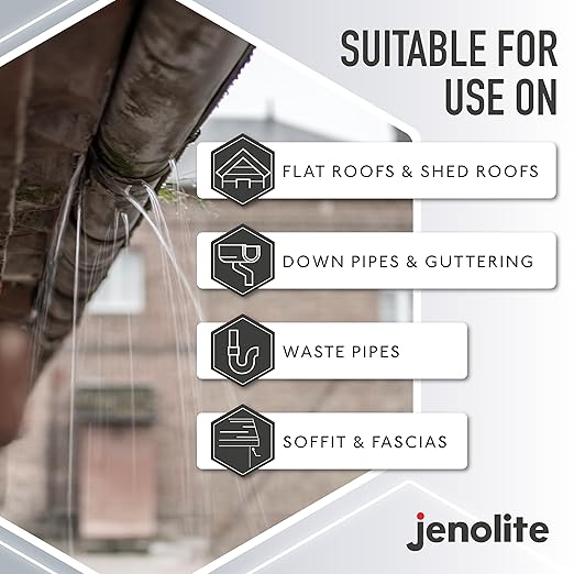JENOLITE Stop Leak Sealer Spray - Instant Waterproof Sealant Spray - Fills, Seals & Stops Leaks | Perfect for Gutters, Flat Roofs, Waste Pipes, and More - Black, 400ml (14 Ounces)