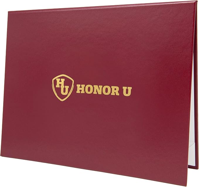 Maroon Faux Leather Document Cover 8.5x11 Letter Size | Tent-Style, Non-Padded with Metallic Foil Custom Printing | Professional Presentation for Awards, Diplomas and Certificates