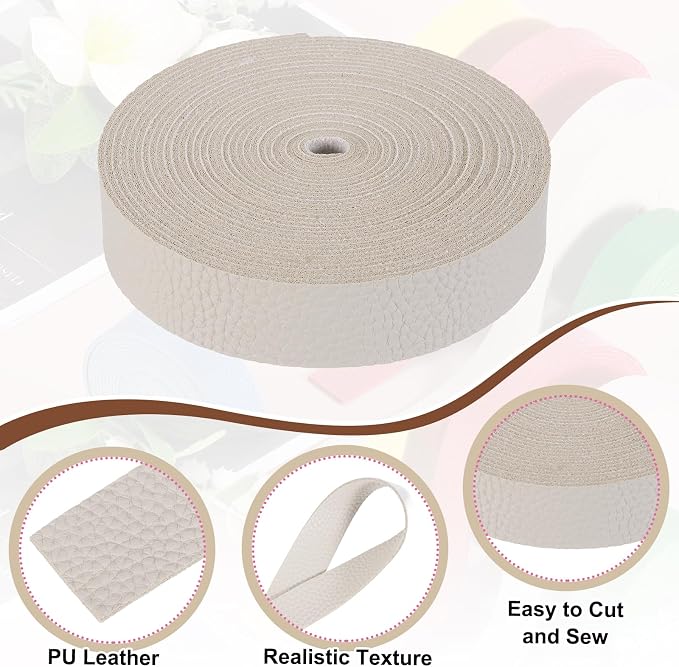 MECCANIXITY Faux Leather Strap, 1" Width x 197" Long Grained Leather Belt Strip Trim Roll for DIY Craft Projects, Pet Collars, Traction Ropes, Bag Straps, Hobby Workshop (Grey)