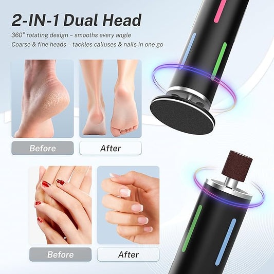 Electric Foot Filer-Electric Callus Remover for Feet,Professional Foot File Pedicure Tool with 80 Sandpaper Discs,High Speed Adjustable,Painless Dry Cracked Heel Care for Home Spa & Salon (Black)