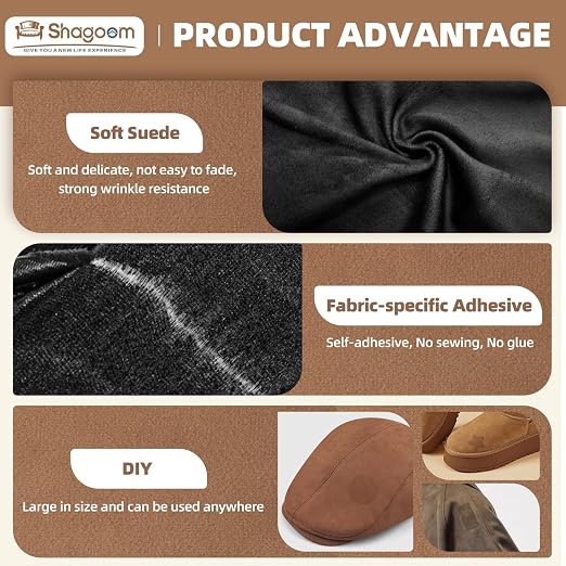 Suede Repair Patch, Large Fabric Repair Tape, Self-Adhesive Patches for Furniture, Couch, Sofa, Car Interior, Shoes, Hand Bag, Clothing (Brown, 3.5X79 Inch)