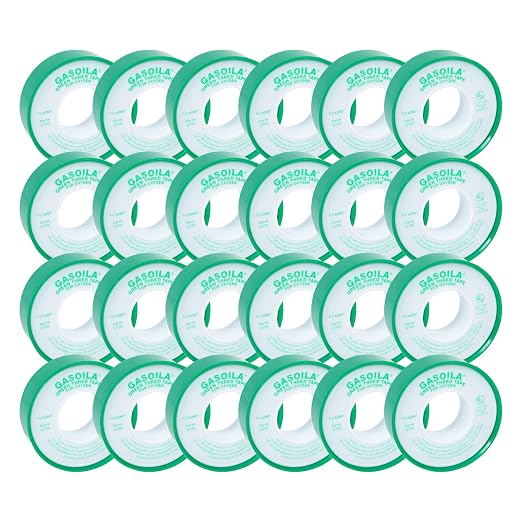 Gasoila Green PTFE Thread Seal Tape – Professional-Grade, 1/2 Inch x 260 Inch, High-Density Thread Tape for Oxygen Lines – Leak-Proof Seal, Non-Toxic, 24 Pack