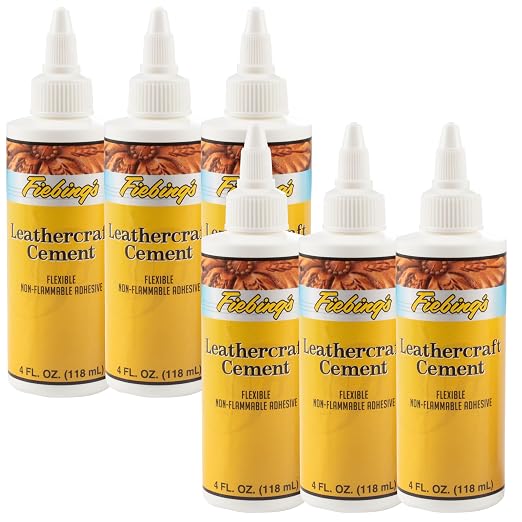 Fiebing's Leathercraft Cement - Leather Glue Adhesive (6 Pack, 4 oz Each) - Quick Drying, High Strength, Flexible, Non-Toxic, Permanent Bonding Leather Repair for Jackets, Shoes, Furniture, Purse