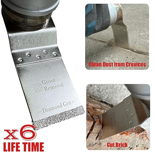3 Pcs Diamond Oscillating Tool Blades, Professional Multi-tool Blades Kit for Grout Removal, Concrete, Bricks and Tiles
