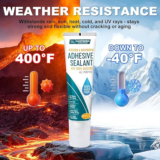 Silicone Sealant – 100% Waterproof, Flexible & Shrink Proof Caulk for Bathroom, Kitchen, Windows, Automotive - Strong Adhesion Sealant for Cracks, Gaps, Leaks 150ML/5Oz (Black)