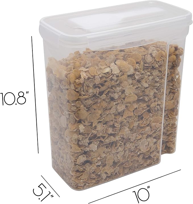 Kitchen Details 2 Pack Cereal Container with Scooper | Medium | Large | Airtight | Food Tin | Keeps Fresh | Kitchen & Pantry Storage Organizers | Clear