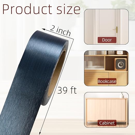 Blue Mirror Border Peel and Stick, 2 Inch X 39 Ft Adhesive Tape for Furniture, PVC Self-Adhesive Border Waterproof Bathroom Mirror Frame Sticker for Cabinet, Door, Photo Frame