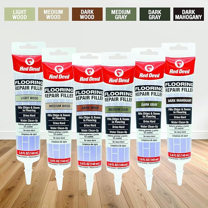Red Devil 056025 Flooring Repair Filler, 5 oz., Medium Wood, 4 Pack