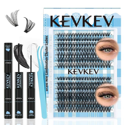 Lash Extension Kit 280Pcs Lash Clusters 40D+50D Eyelash Clusters Kit Individual Lashes With Lash Bond and Seal Tweezers For DIY Lashes (40D+50D,9-16mm)
