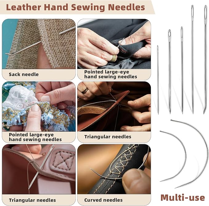 Ftyiwu Black Waxed Thread 55 Yards, Leather Sewing Waxed Thread with Upholstery Needles Hand Sewing Needles for Home Upholstery Carpet Leather Canvas Repair and Sewing