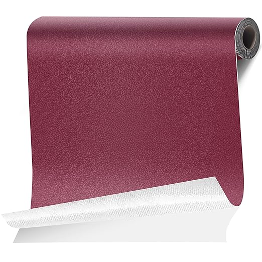 Leather Repair Tape Patch, 35.4" x 79" Self Adhesive Leather Patches for Furniture,Vinyl Repair Kit for Car Seat, Couch, Chairs, Boat Seat, Sofa Burgundy