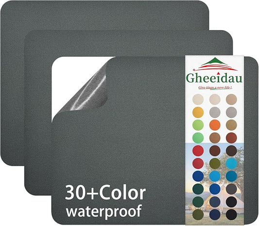 Gheeidau Canvas Repair Patch 9×11 Inch 3Pcs Waterproof Self-Adhesive Fabric Repair Patch for Tents,Boat Cover,Pop Up Canopy,Patio,Bags,Car Seats,Sofas,Furniture Cover(Dark Grey)